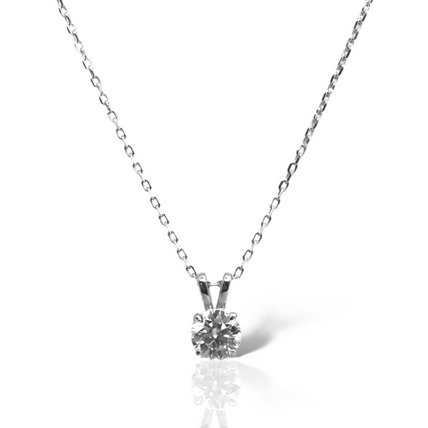 Sterling Silver 4 Prong Round 7mm 1.2CT Moissanite Necklace