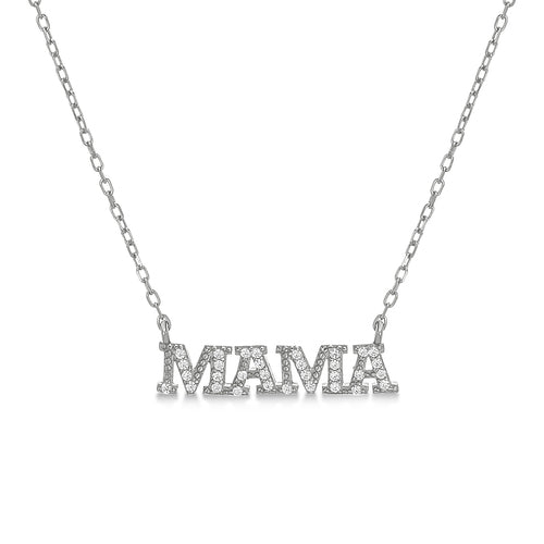 Sterling Silver CZ "MAMA" Necklace