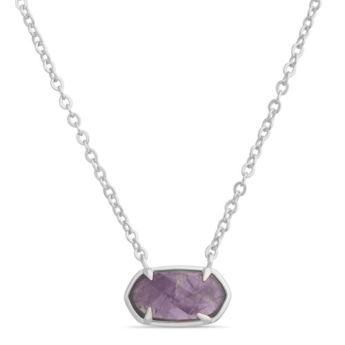 Sterling Silver Hexagon Amethyst Necklace