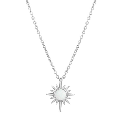 Sterling Silver White Opal Star Necklace