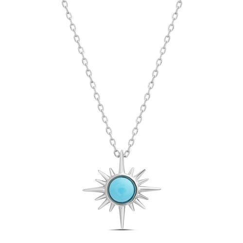 Sterling Silver Turquoise CZ Star Necklace