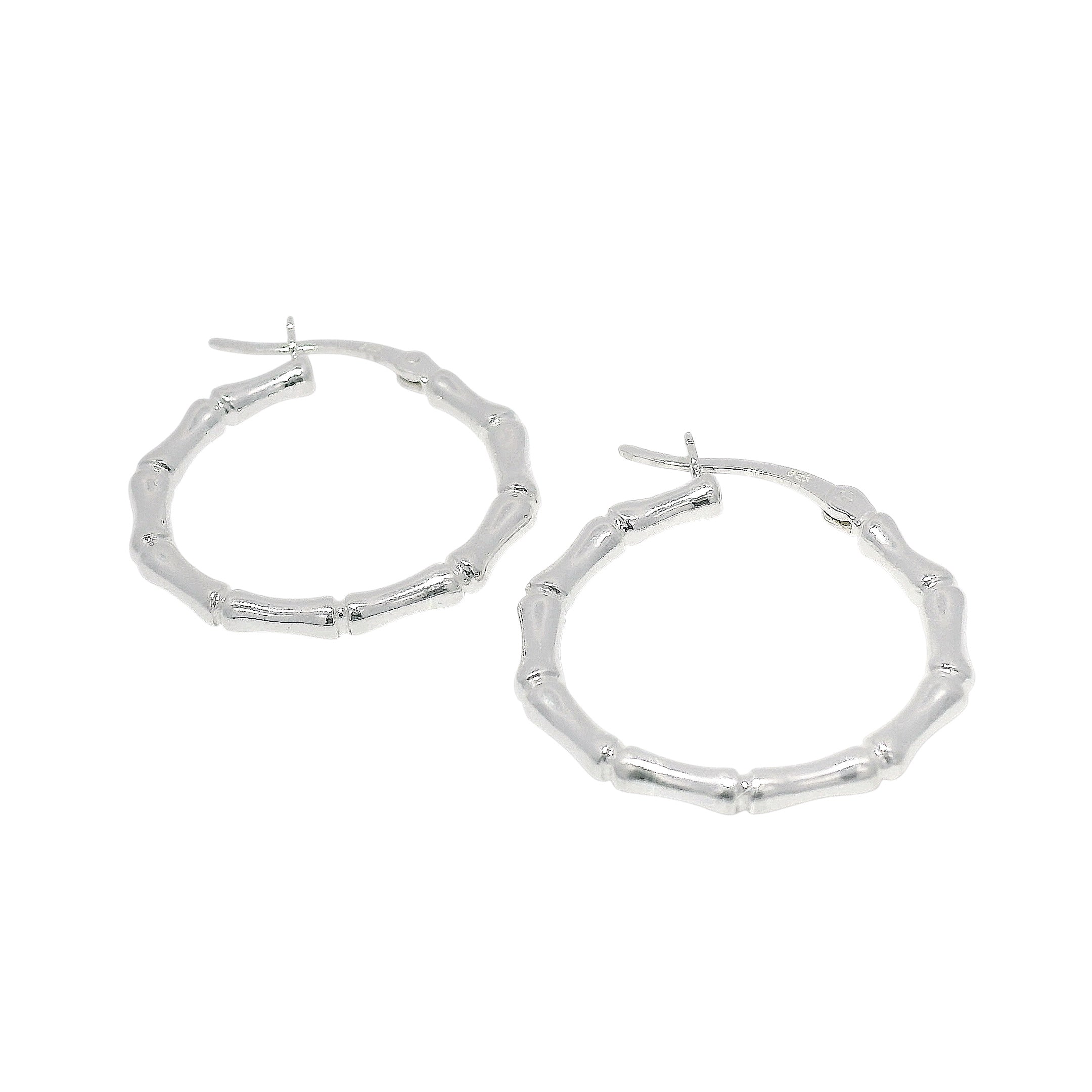 Sterling Silver Small Bamboo Hoop Earrings