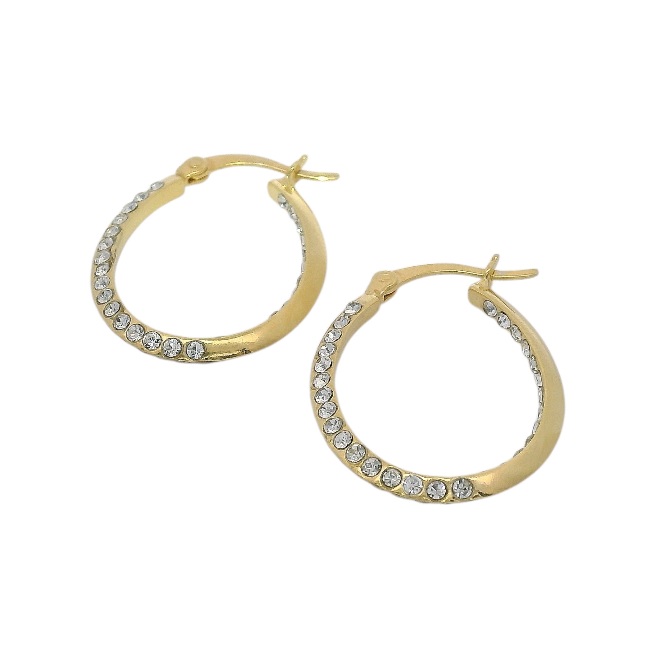 Sterling Silver Inside Out CZ Oval Hoop Earrings