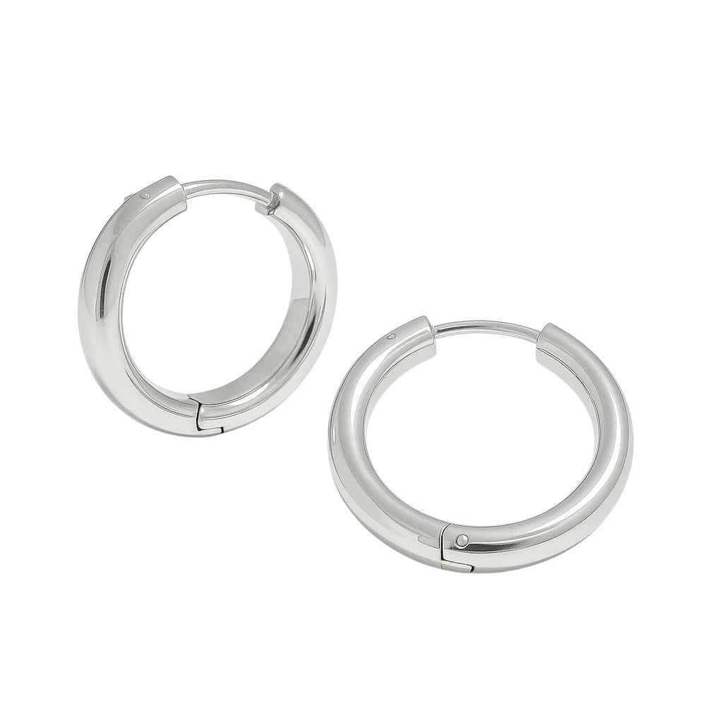 Sterling Silver Round Hinged Hoop Earrings