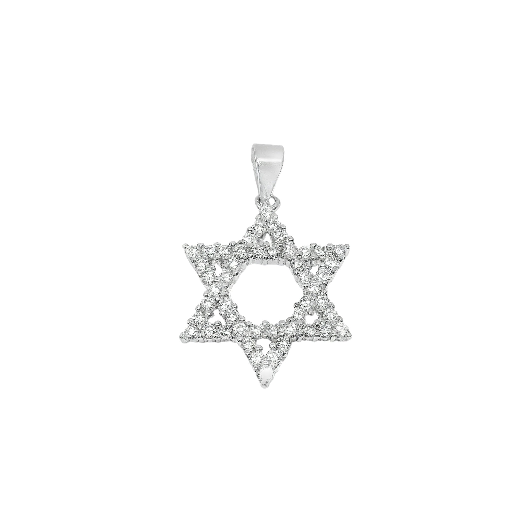 Sterling Silver CZ Star Of David Pendant