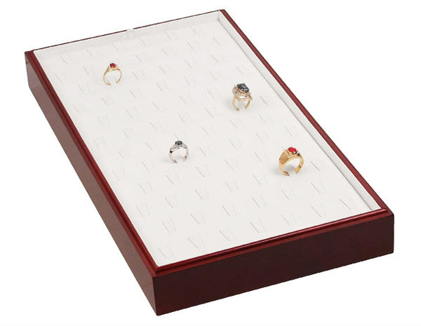 Rosewood Boarded White Leatherette 78-Ring Clip Display
