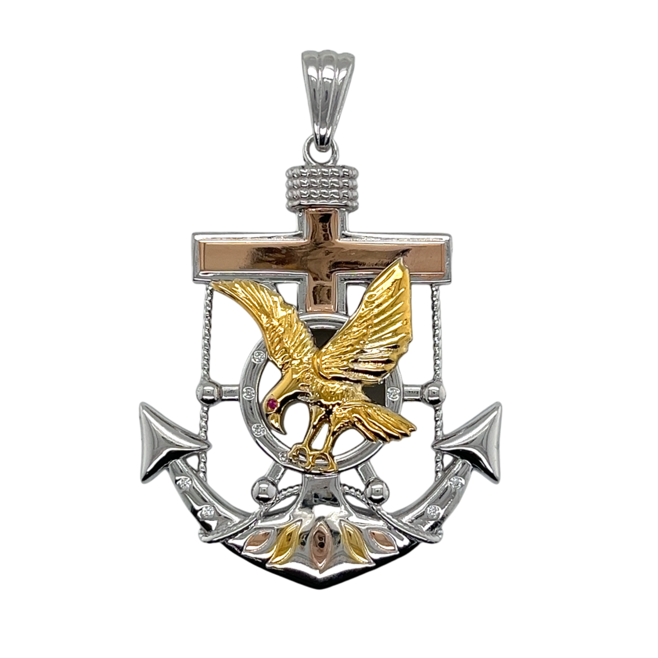 925 Mexican Sterling Silver Ancla y Aguila Pendant