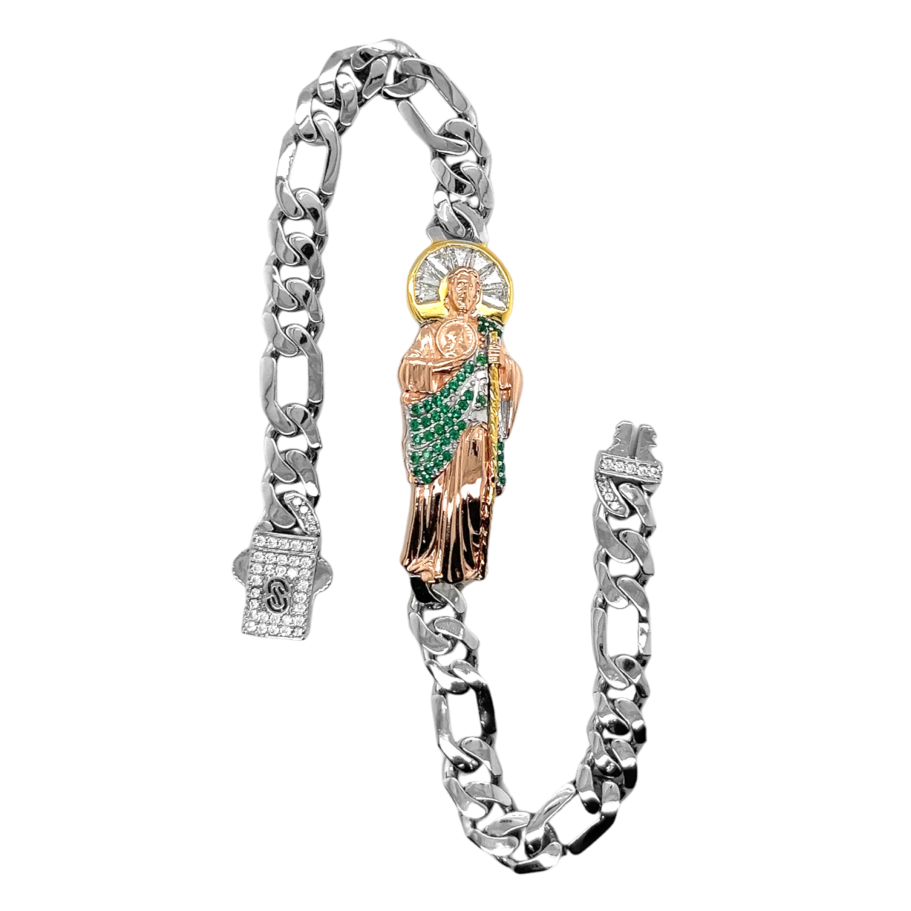 925 Mexican Figaro Tri-color Saint Jude Bracelet