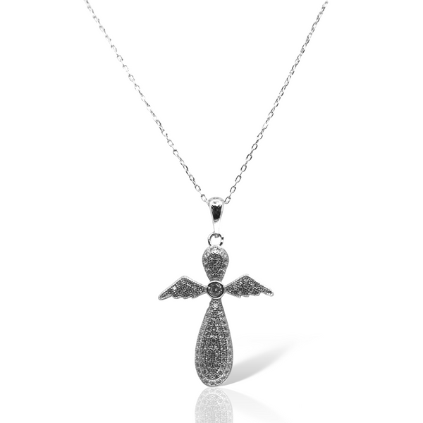 Sterling Silver Cross Angel Necklace