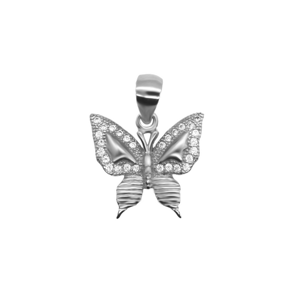 Sterling Silver CZ Butterfly Pendant