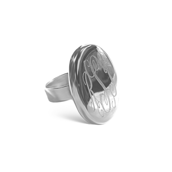 German Silver Engravable Puffed Oval Ring