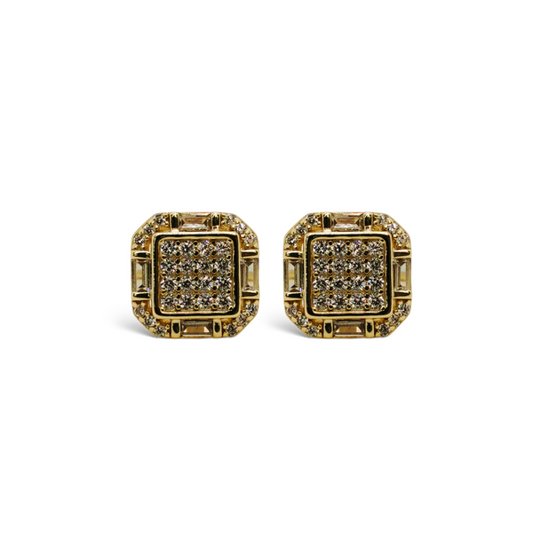 Sterling SIlver Gold Plated Octagon CZ Screwback Earrings