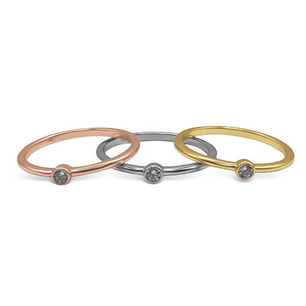 Sterling Silver Tri Tone Stackable Rings