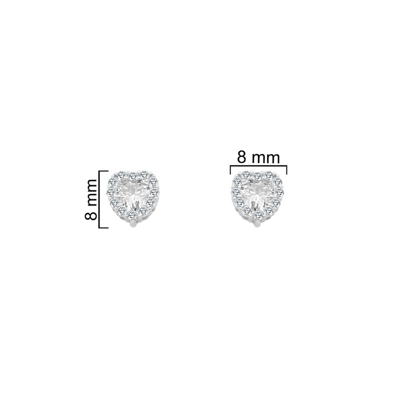 Sterling Silver CZ Heart Stone With Halo