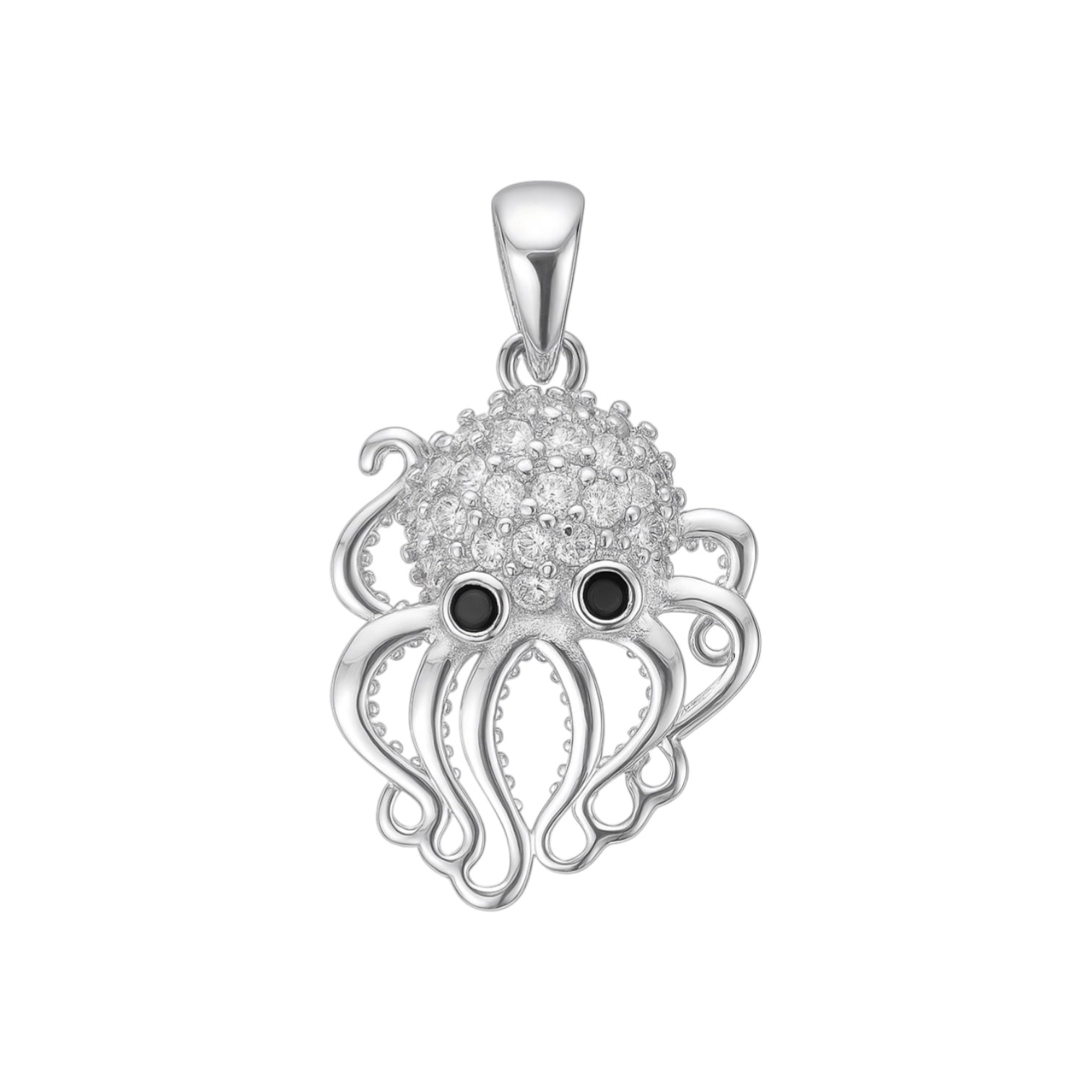 Sterling Silver CZ Octopus Pendant
