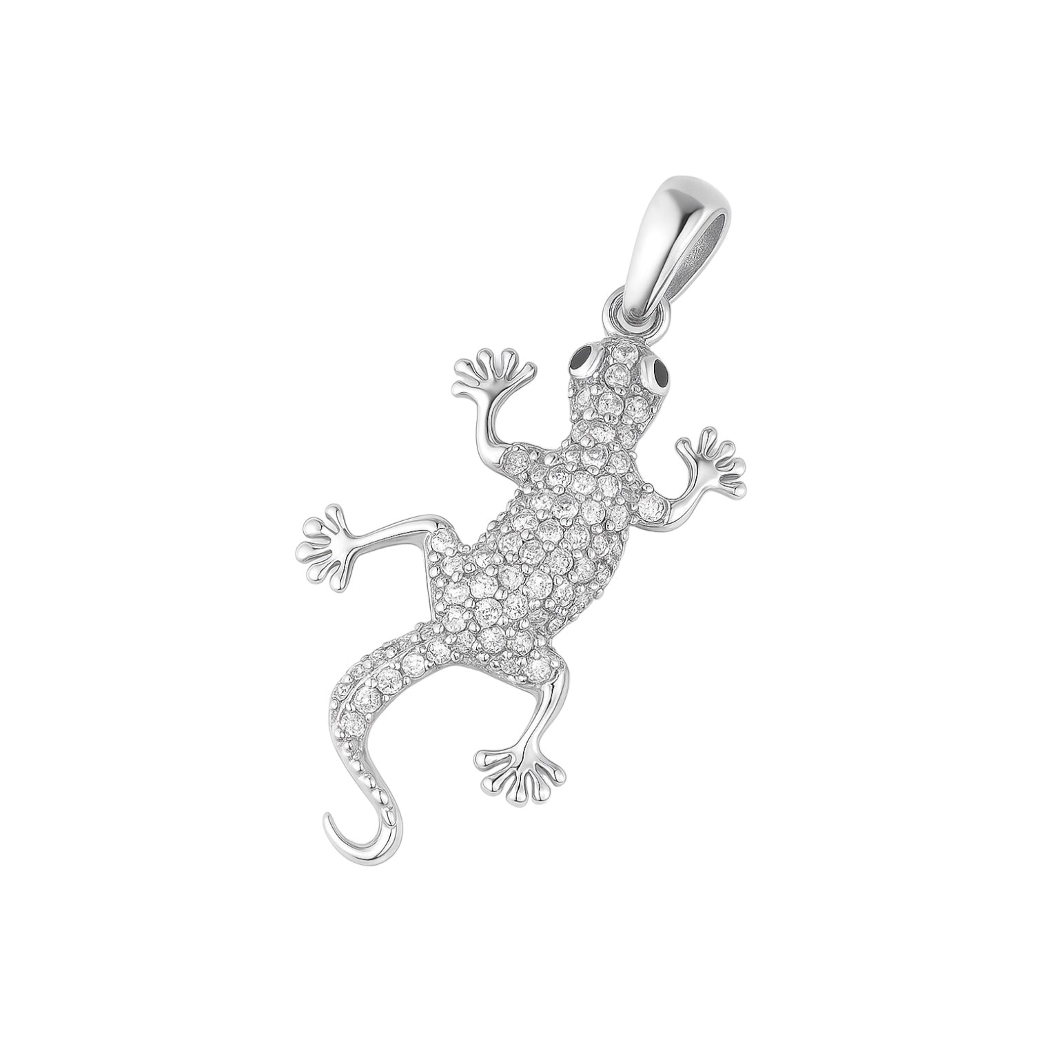 Sterling Silver CZ Lizard/Gecko Pendant