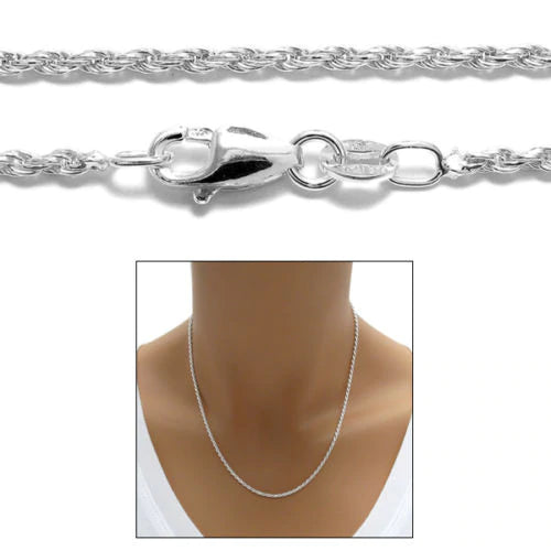 Sterling Silver 1.0 MM Rope Chain (30 GUAGE) Available in 16"-30"