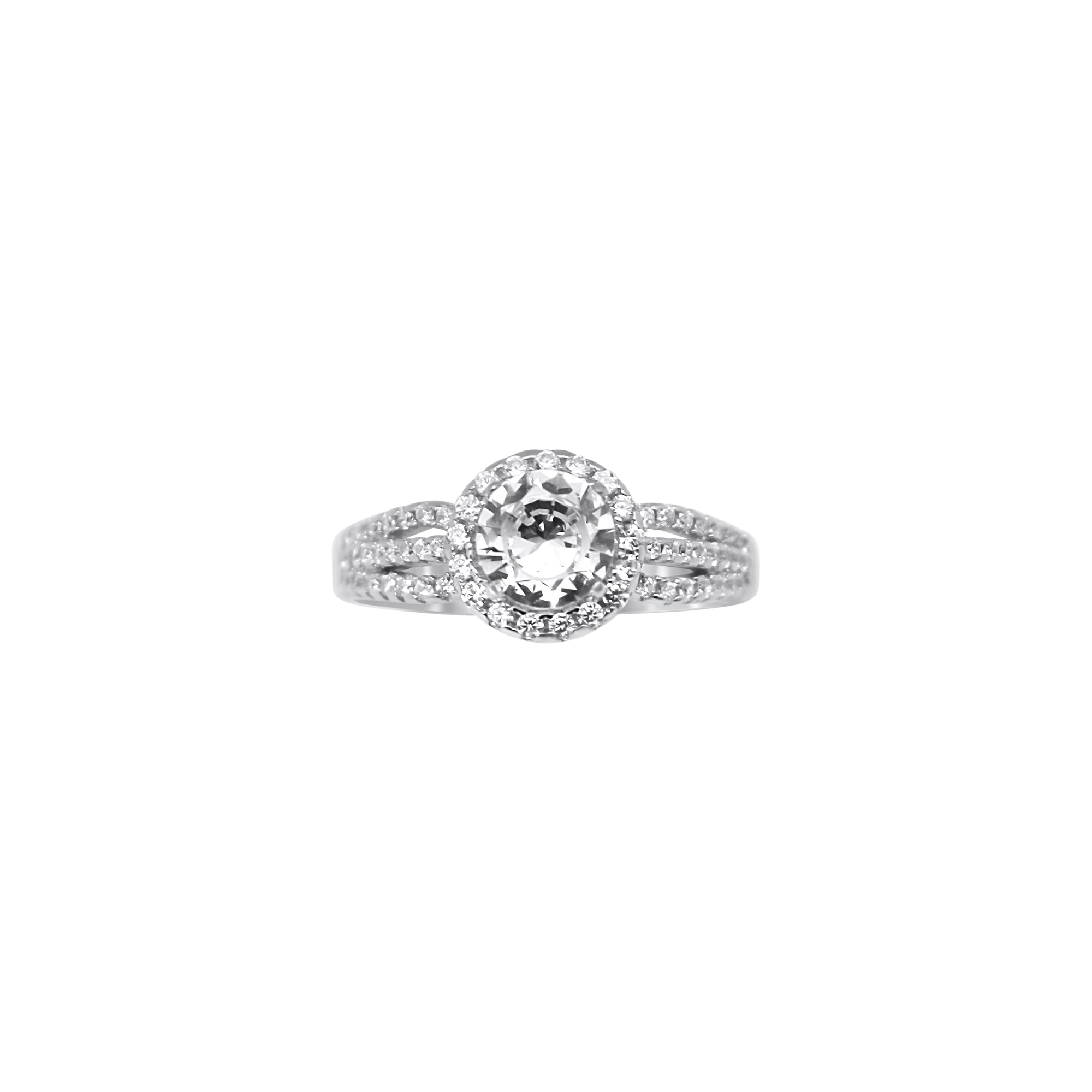 Circle Sterling Silver Ring with White Diamonds plated in Rose Gold (No 53)