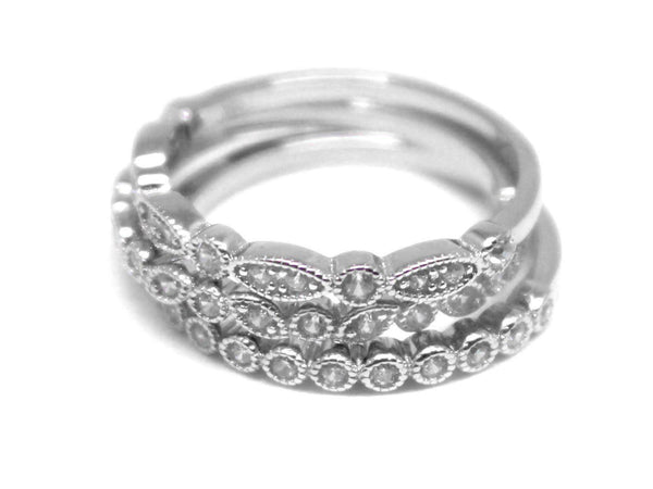 Sterling Silver 3 Decorative CZ Stackable Ring Set - Atlanta Jewelers Supply