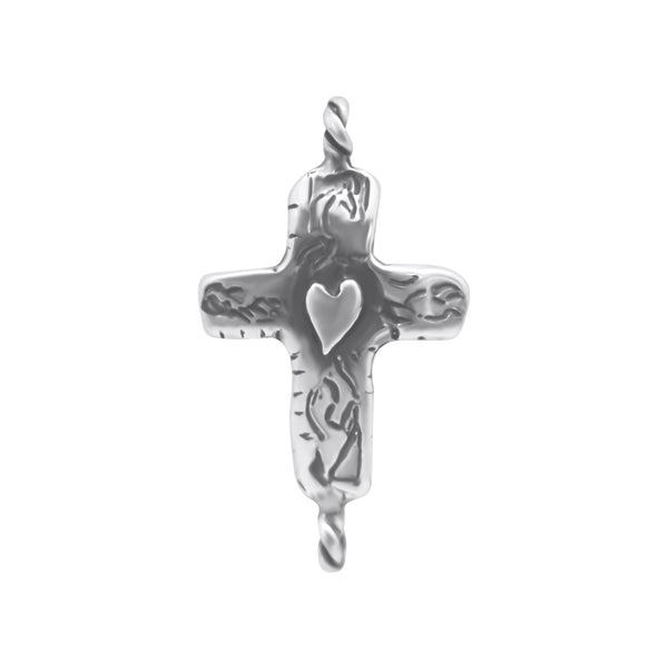 Sterling Silver Cross with Heart - CR07