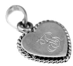 Sterling Silver Engravable Heart Pendant With A Rope Trim - Atlanta Jewelers Supply
