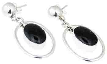 Sterling Silver Black Onyx Oval Single Wire Stud Earring - Atlanta Jewelers Supply