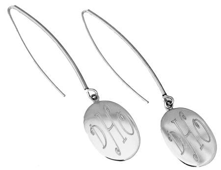 Sterling Silver Oval Engravable Earring On Long Wire - Atlanta Jewelers Supply