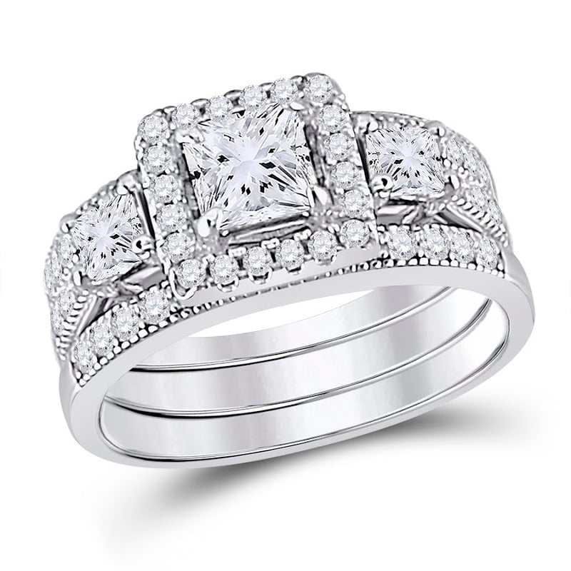 Sterling Silver 3 Band Square Cz Wedding Set - Atlanta Jewelers Supply