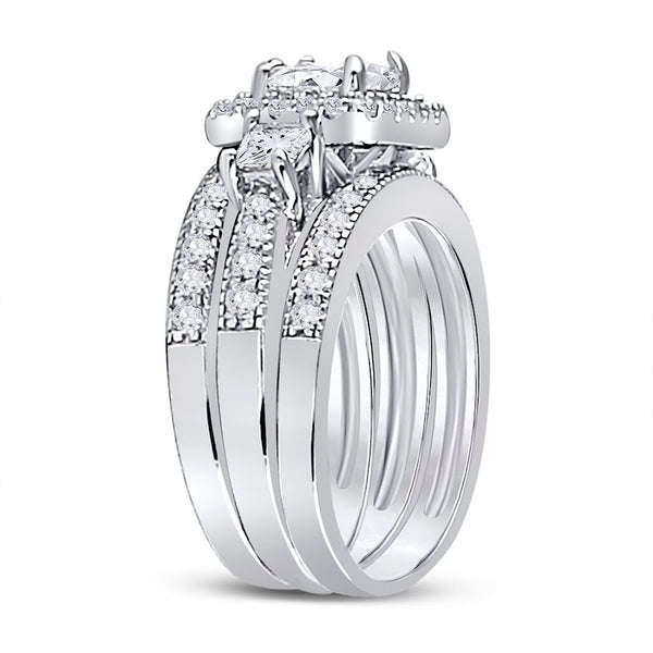Sterling Silver 3 Band Square Cz Wedding Set - Atlanta Jewelers Supply