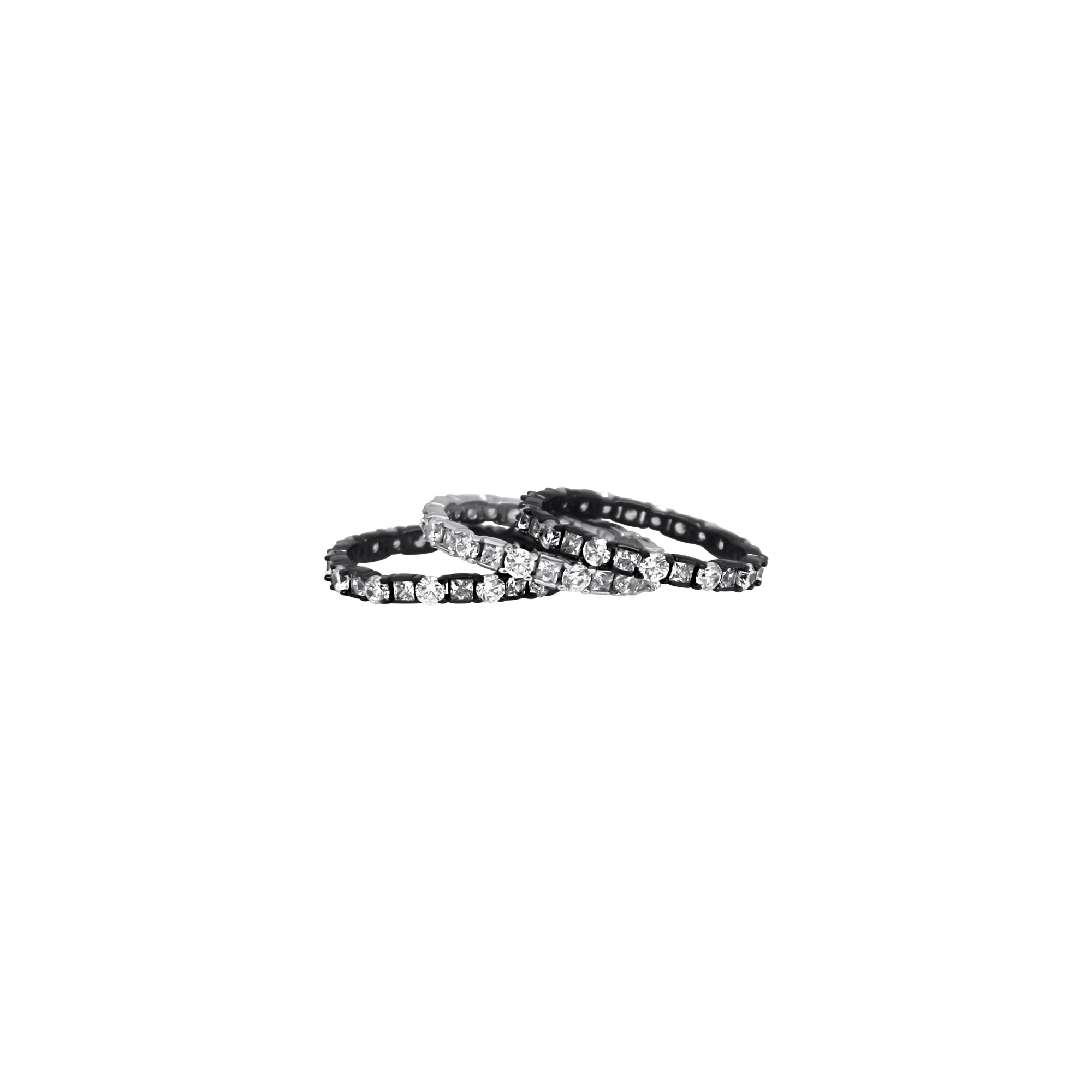 3 PC CZ Band Set (2 Black, 1 Silver)