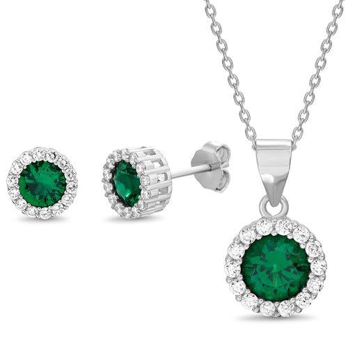 CZ Halo Earring/Pendant Set (4 Colors) - Atlanta Jewelers Supply