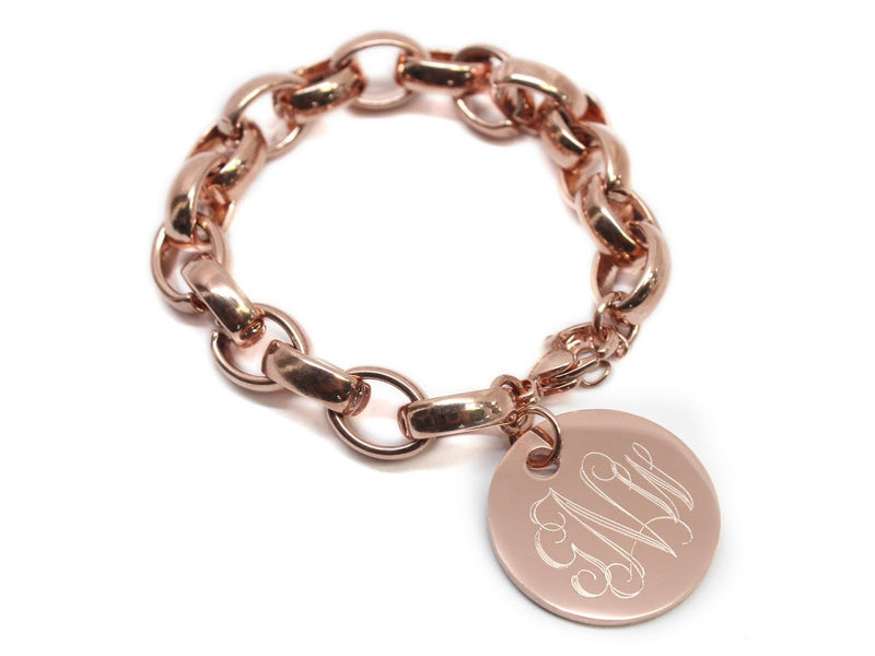 STAINLESS STEEL OVAL ROLO LINK BRACELET WITH ENGRAVE DISC - Atlanta Jewelers Supply