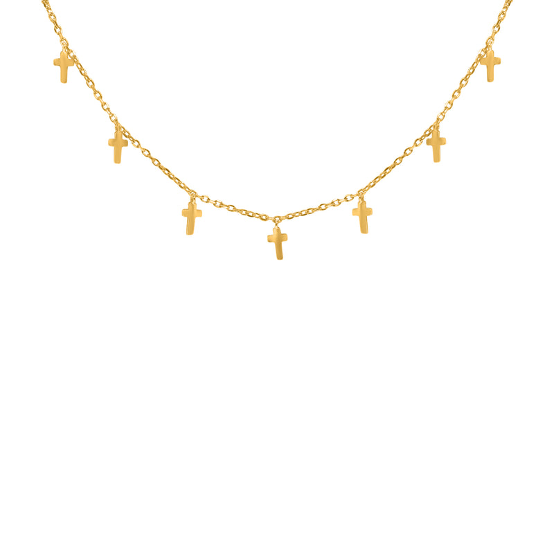 Sterling Silver Gold Plate Station Cross Necklace
