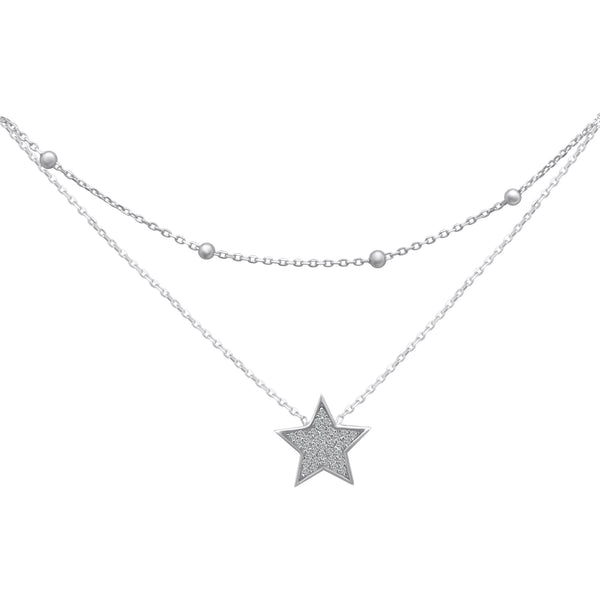 Sterling Silver Layered Bead Star Necklace