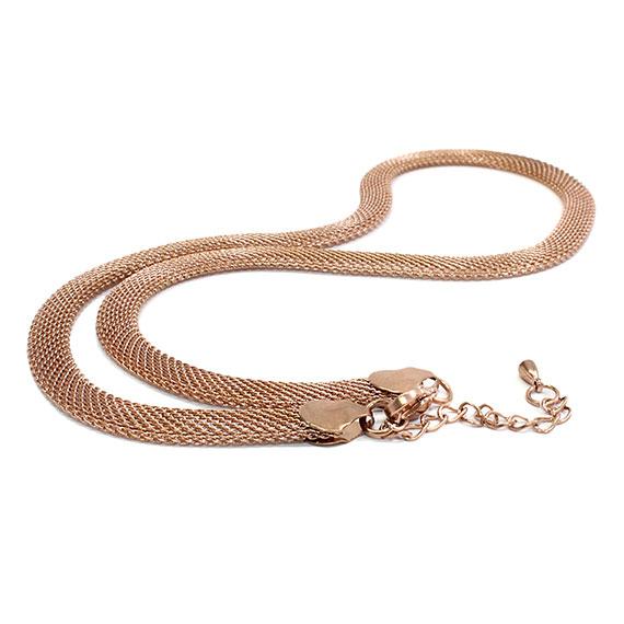 Stylish Stainless Steel Mesh Rose Gold Necklace - Atlanta Jewelers Supply