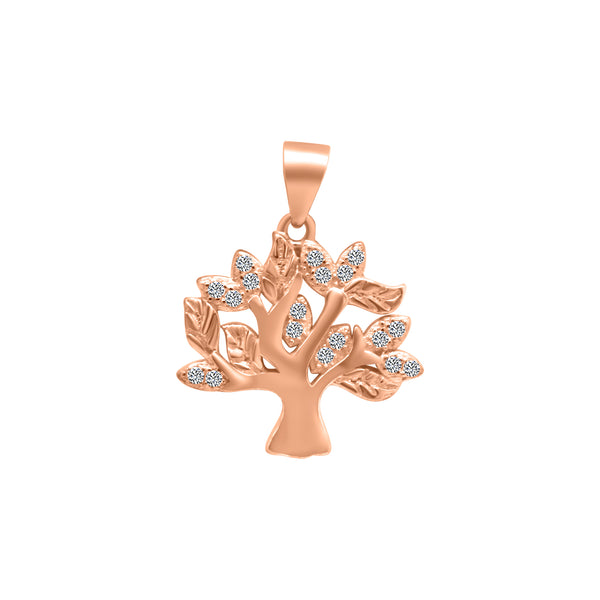 Sterling Silver Tree Pendant With CZ Stones