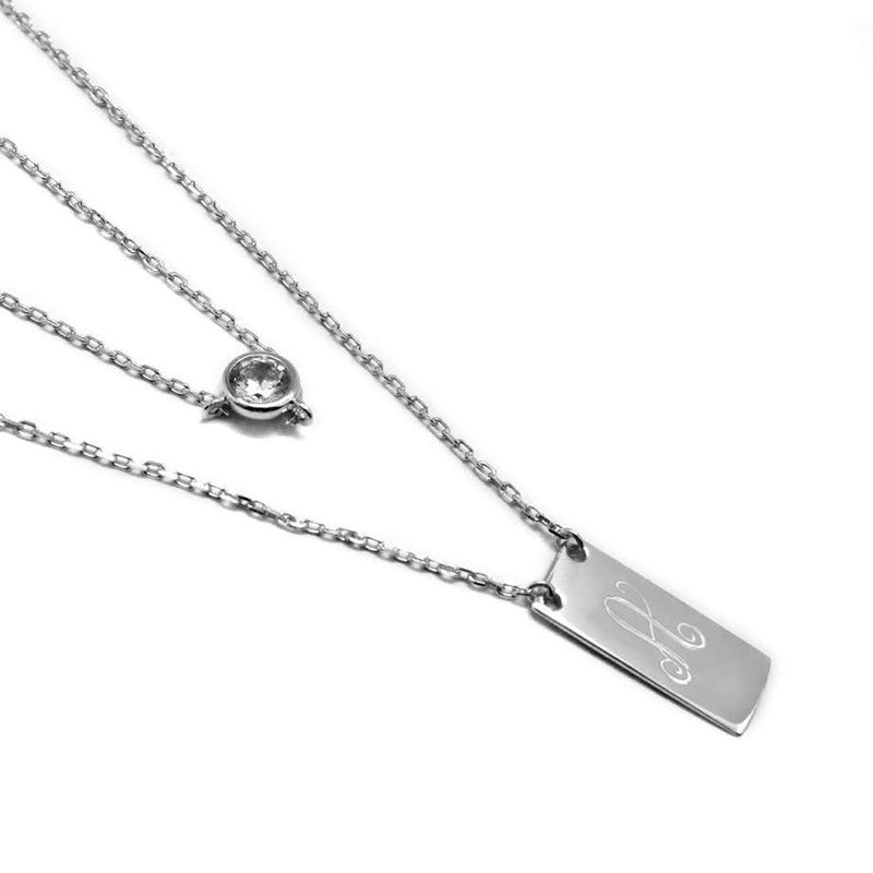 STERLING SILVER LAYERED CZ ENGRAVABLE NECKLACE - Atlanta Jewelers Supply