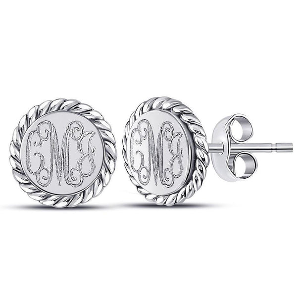Sterling Silver Engravable Stud Earrings with Rope around - Atlanta Jewelers Supply