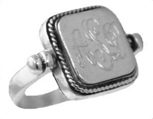 Sterling Silver Engravable Square Flip Ring With Rope Design - Atlanta Jewelers Supply