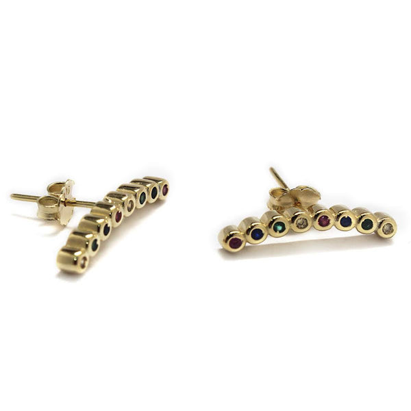 Sterling Silver Rainbow Crawler Post Earrings - Atlanta Jewelers Supply