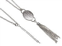 Engravable Fashion Oval Tassel Necklace In Gold And Silver - Atlanta Jewelers Supply