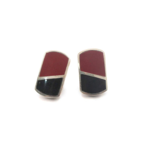 Sterling Silver Red and Black post back Earrings - Atlanta Jewelers Supply