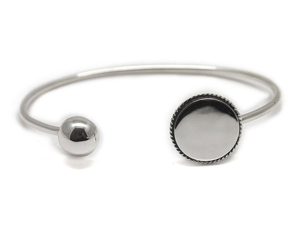 Sterling Silver Cuff Bracelet With An Engravable Disc And A Ball - Atlanta Jewelers Supply