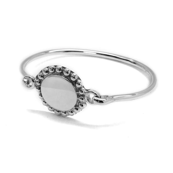 GERMAN SILVER ENGRAVABLE ROUND AND OVAL BRACELET WITH BEAD DESIGN EDGE - Atlanta Jewelers Supply