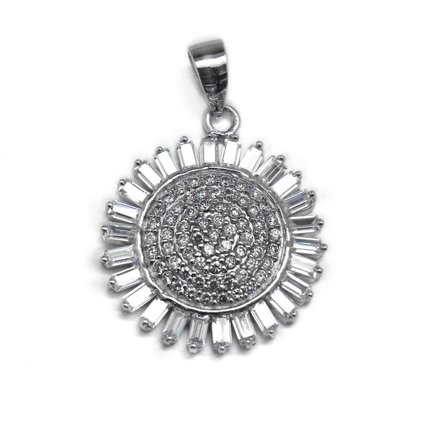 Sterling Silver Large Sunflower Pendant