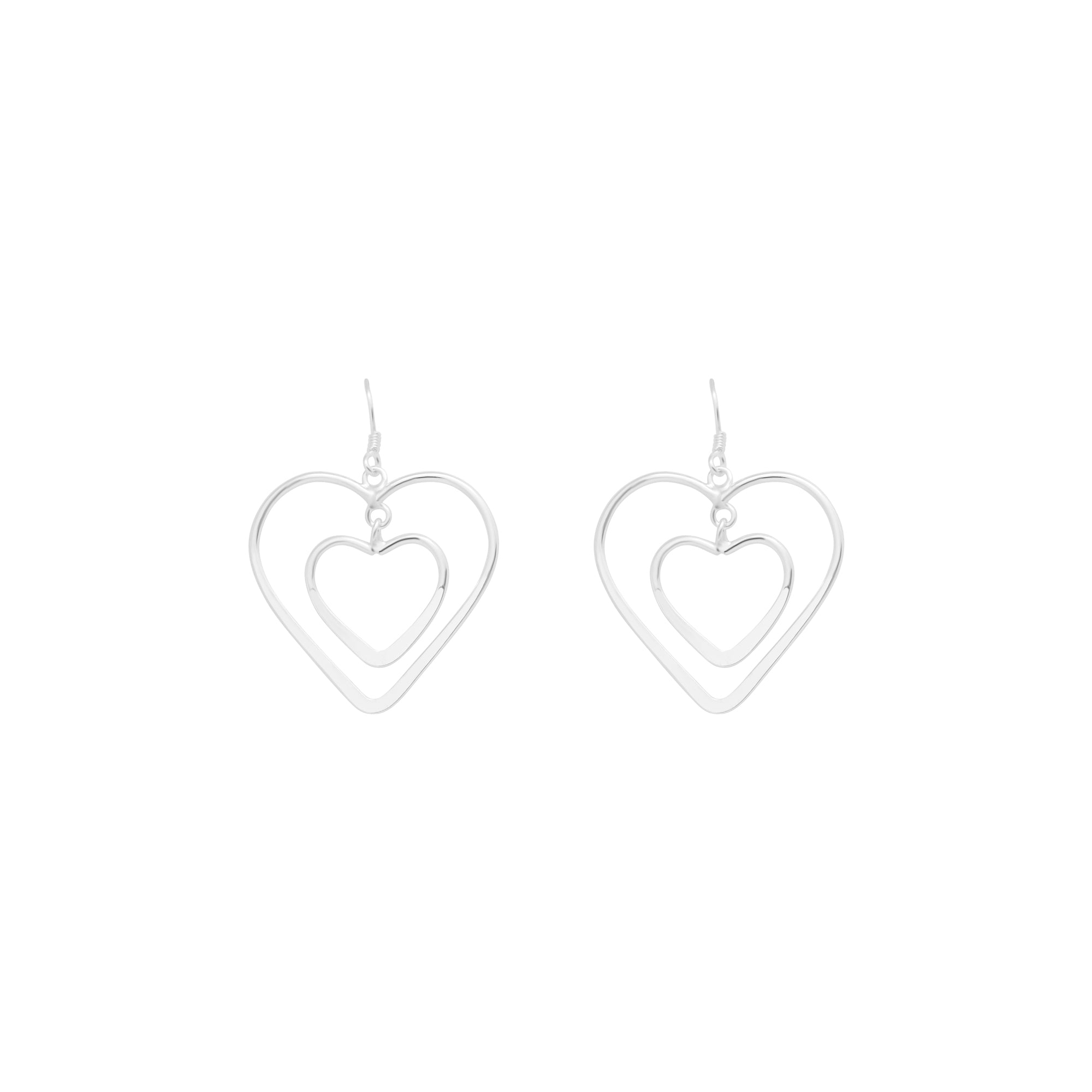 2 Attached Hearts Dangling Earrings - Atlanta Jewelers Supply