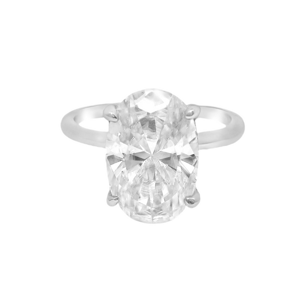 Sterling Silver Solitaire Oval 8mm*12mm 4.5CT Moissanite Ring