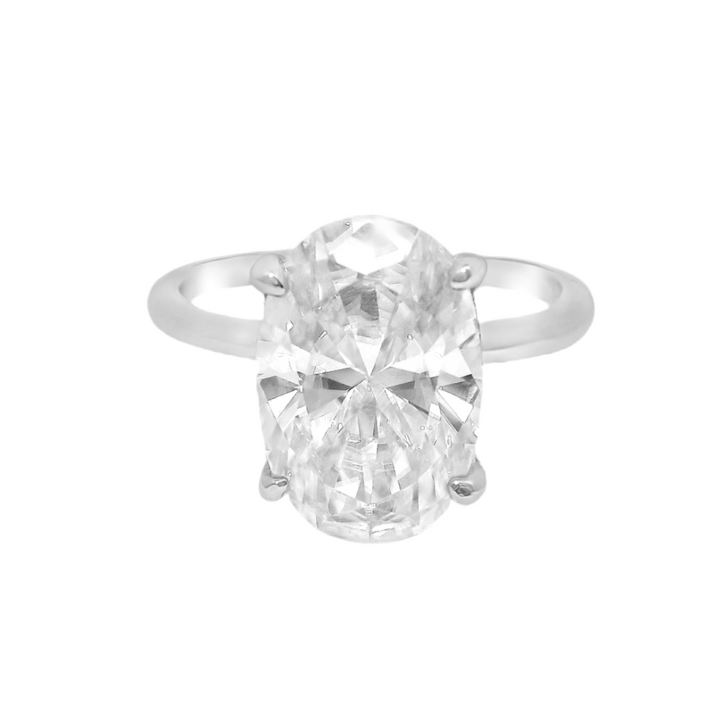 Sterling Silver Solitaire Oval 8mm*12mm 4.5CT Moissanite Ring