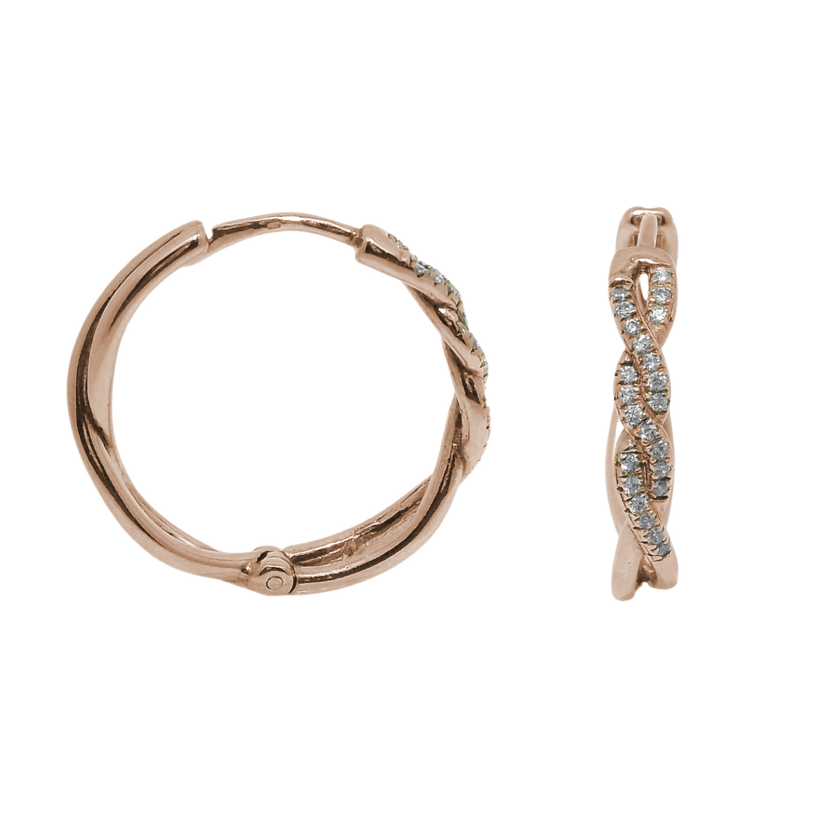Sterling Silver CZ Twisted Braided Hoop Earrings