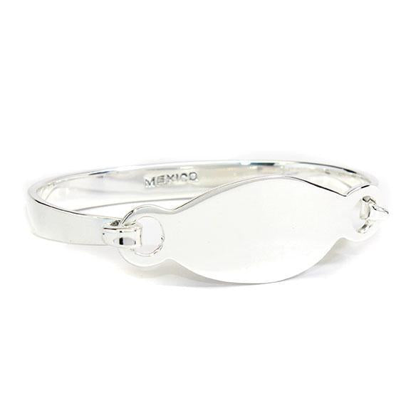 German Silver Engravable Elongated Oval Baby Bangle